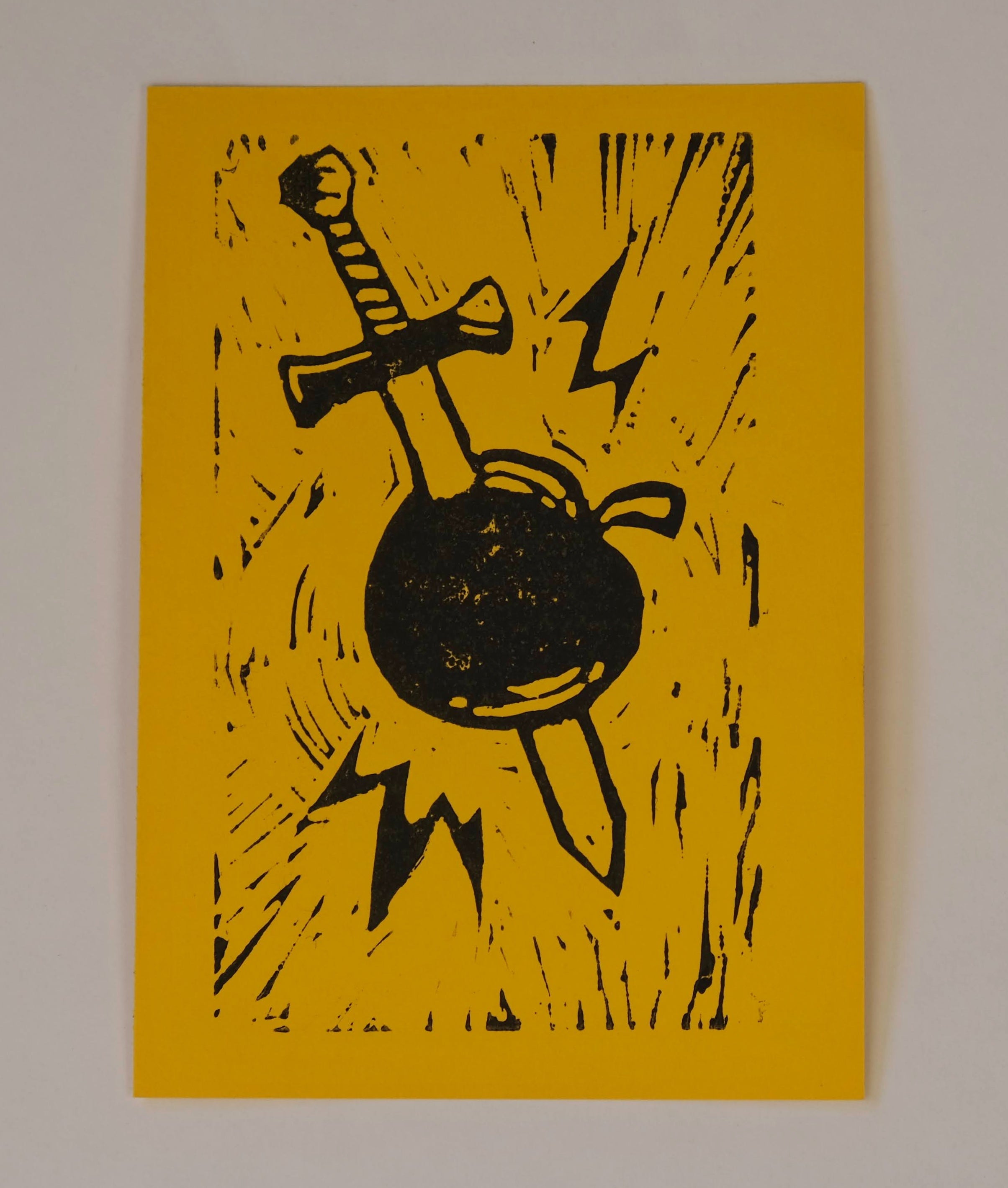 Apple Sword A6 Lino print