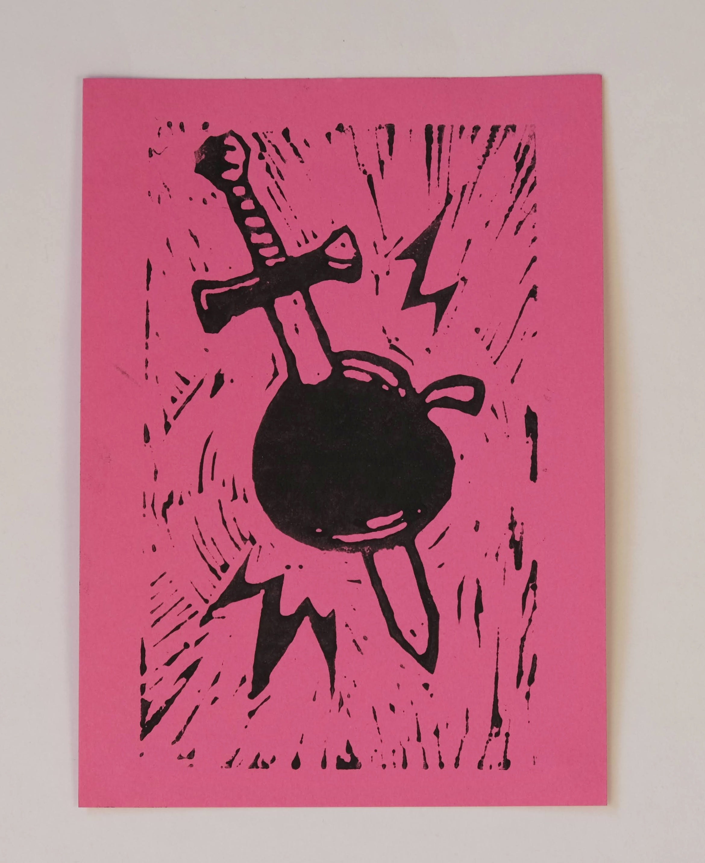 Apple Sword A6 Lino print
