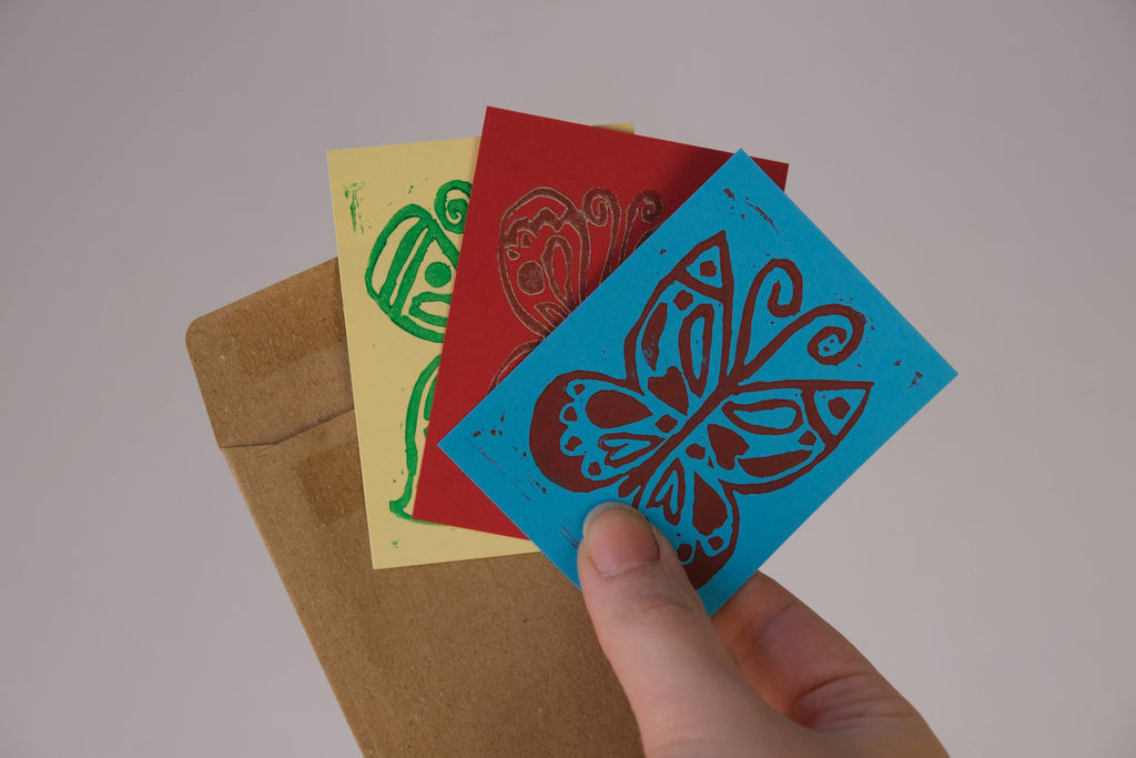 Mystery 3 Pack of mini Butterfly Lino Prints