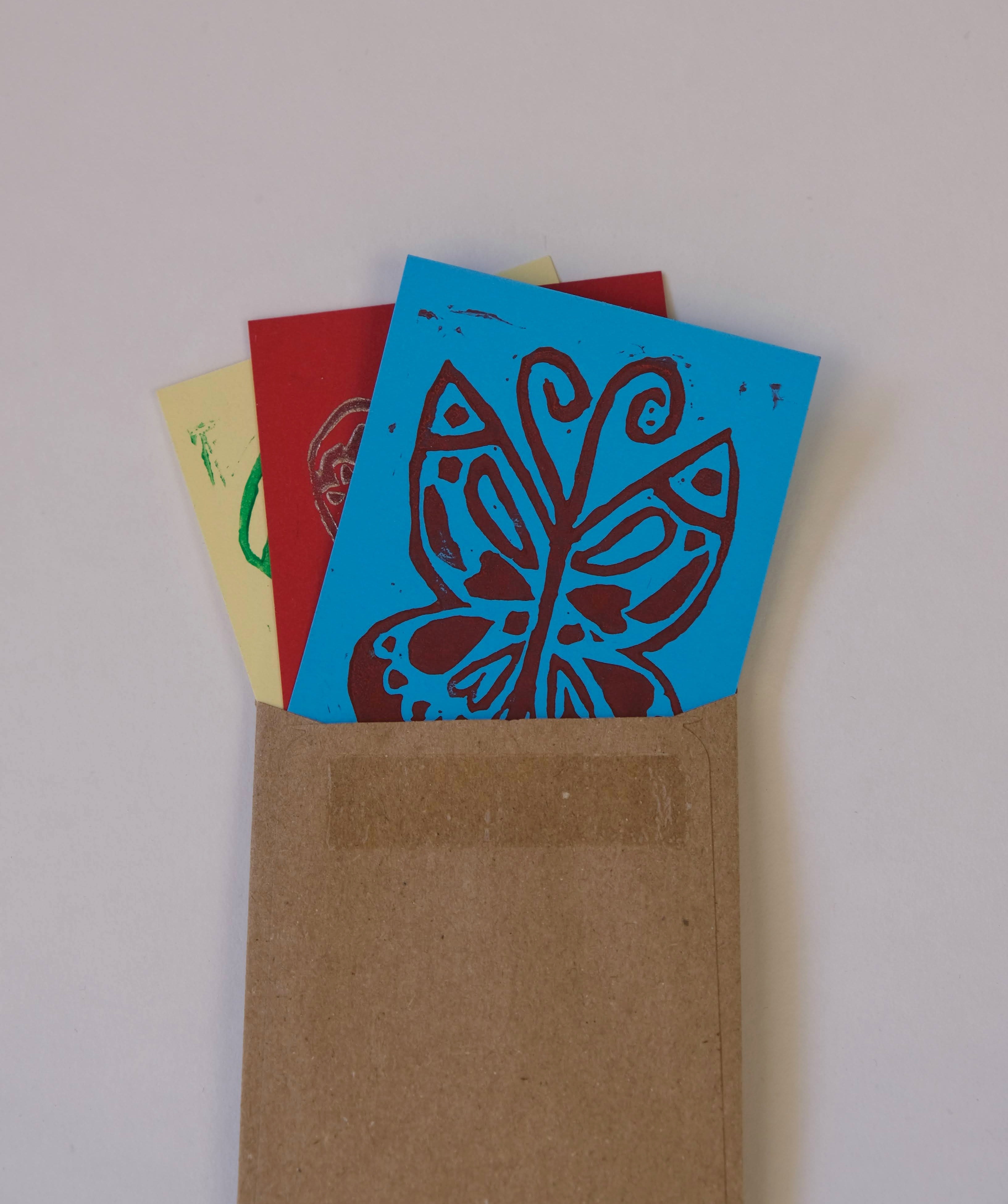 Mystery 3 Pack of mini Butterfly Lino Prints