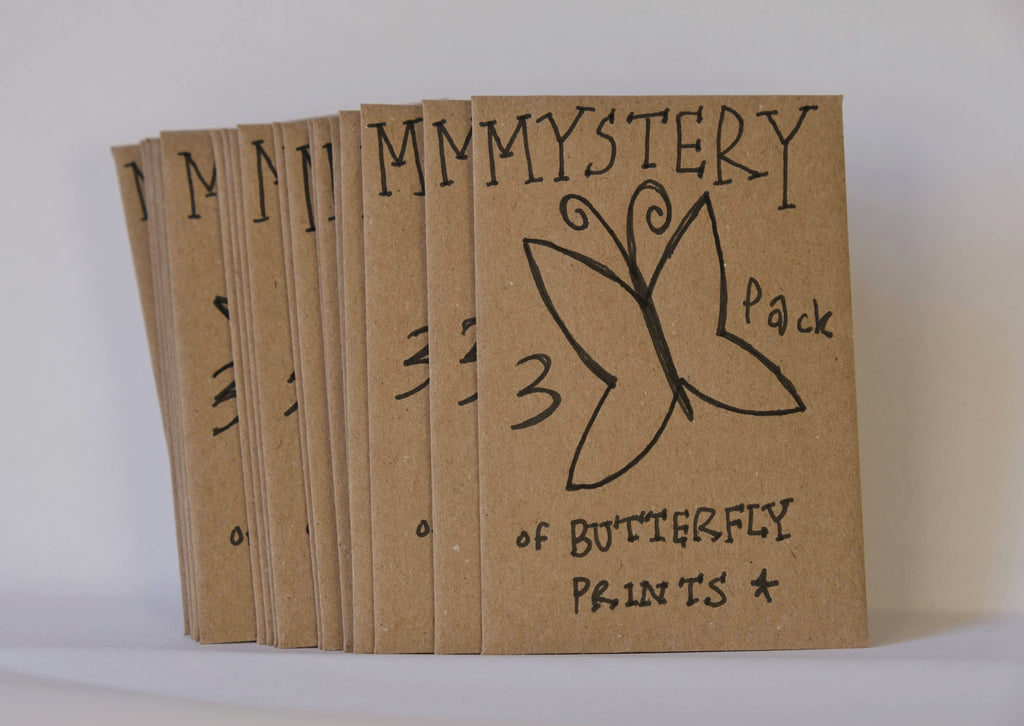 Mystery 3 Pack of mini Butterfly Lino Prints